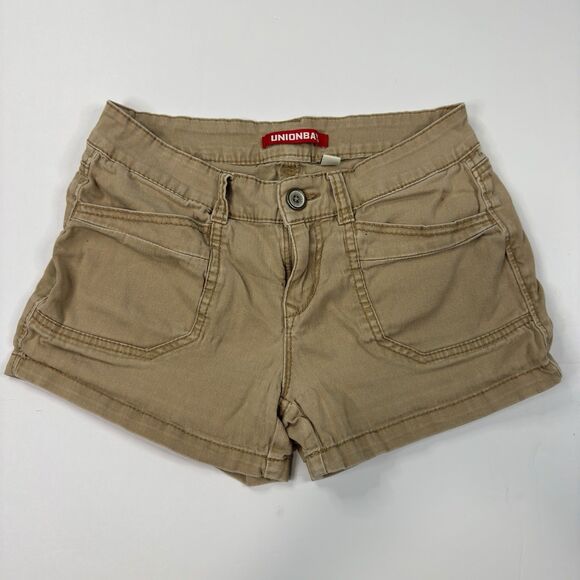 Unionbay Womens Y2K Low-Rise Stretch Shorts Beige Flap Pockets Retro Size 5 - Picture 1 of 7